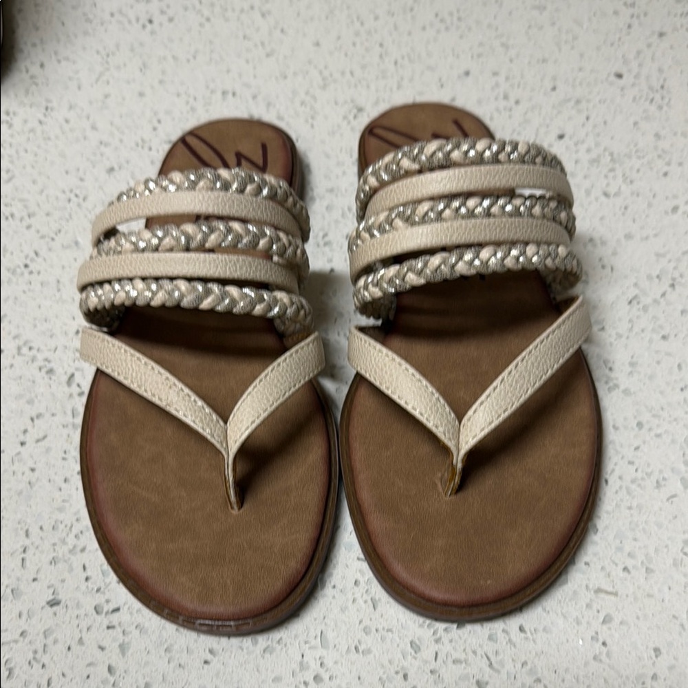 Zodiac Cream and Brown Sandals with Braided Straps